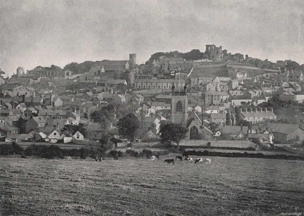 DENBIGH. Town view. Wales 1900 old antique vintage print picture